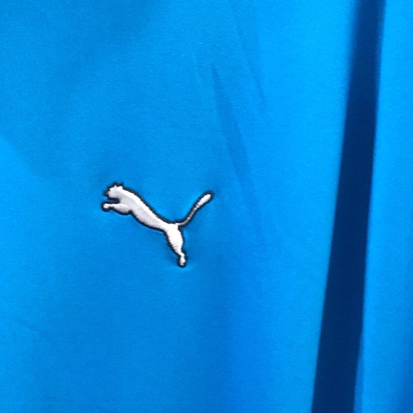 Puma Mens Polo Shirt Golf Size Large Blue Air Vent Short Sleeve Golfing Sports - Picture 2 of 8